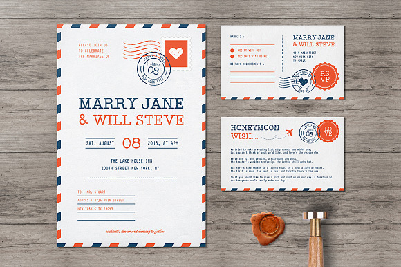 Airmail Wedding Invitation in Wedding Templates - product preview 1