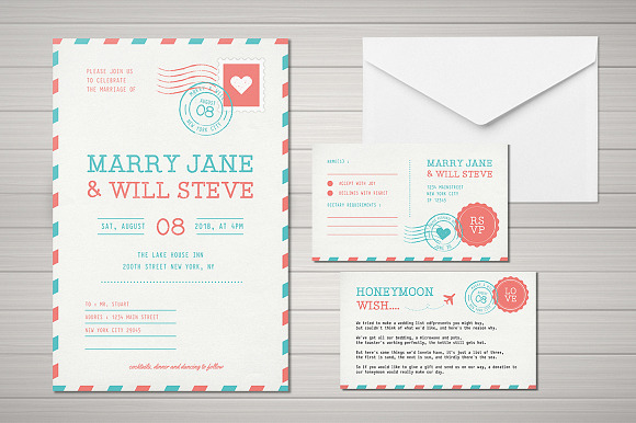 Airmail Wedding Invitation in Wedding Templates - product preview 3