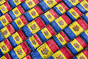 Moldova Flag Urban Grunge Pattern