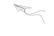 Continuous line draw paper airplane