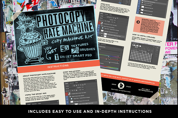 Photocopy Hate Machine | Texture Kit in Photoshop Brushes - product preview 8