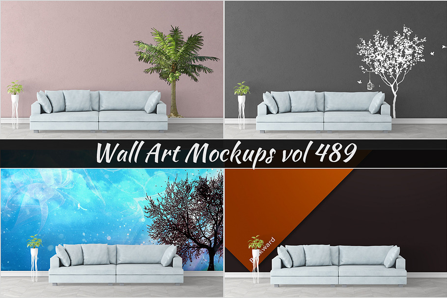 Wall Mockup - Sticker Mockup Vol 489 in Print Mockups - product preview 8