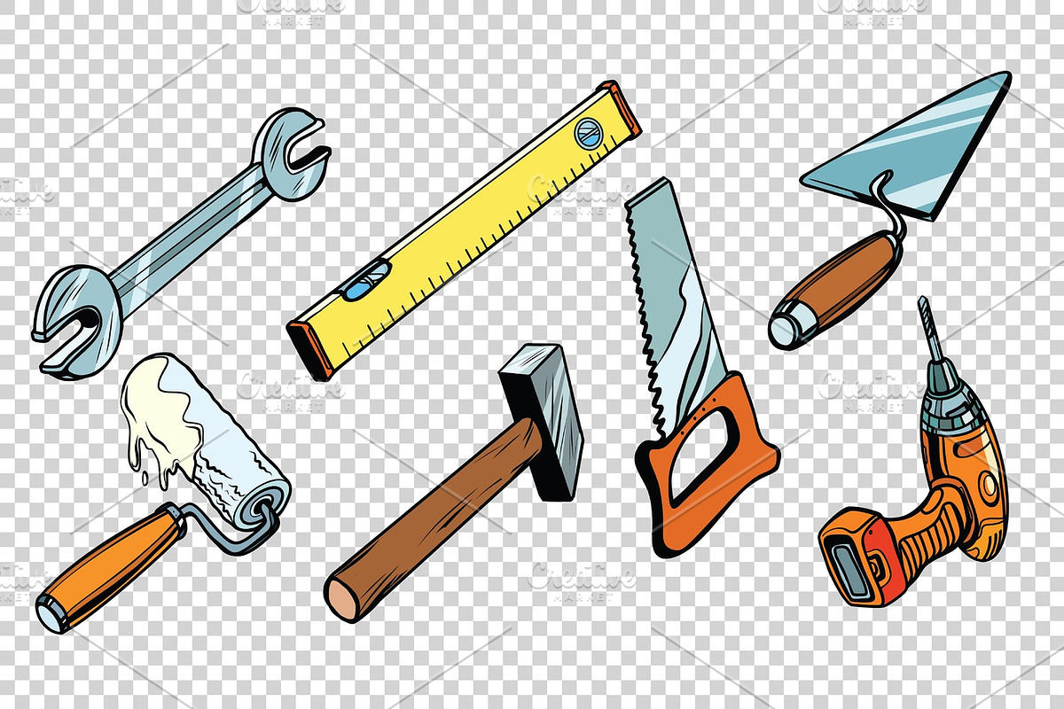 Set repair tools, isolated background in Illustrations - product preview 8