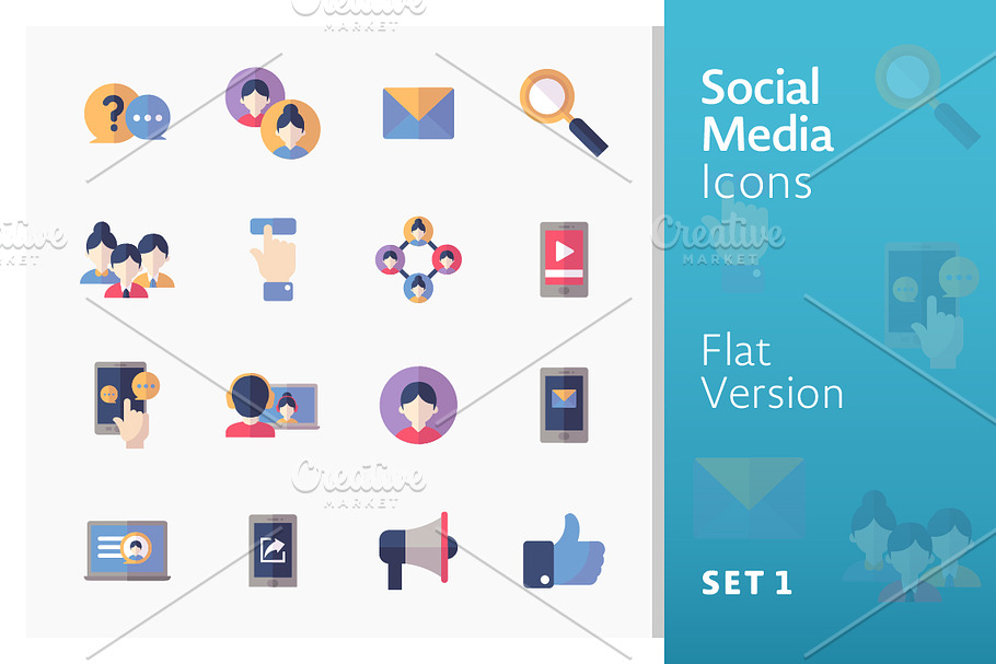 Flat Social Media Icons - Set 1  in Icons - product preview 8