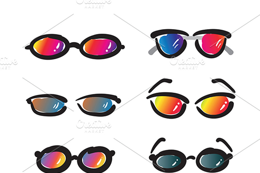 Hand drawn sunglasses and glasses. in Graphics - product preview 8