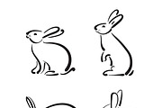 Vector group of hand drawn rabbit.
