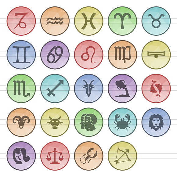 24 Zodiac Filled Low Poly B/G Icons in Graphics - product preview 1