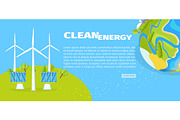 Clean Energy with Solar Panels and Planet Poster