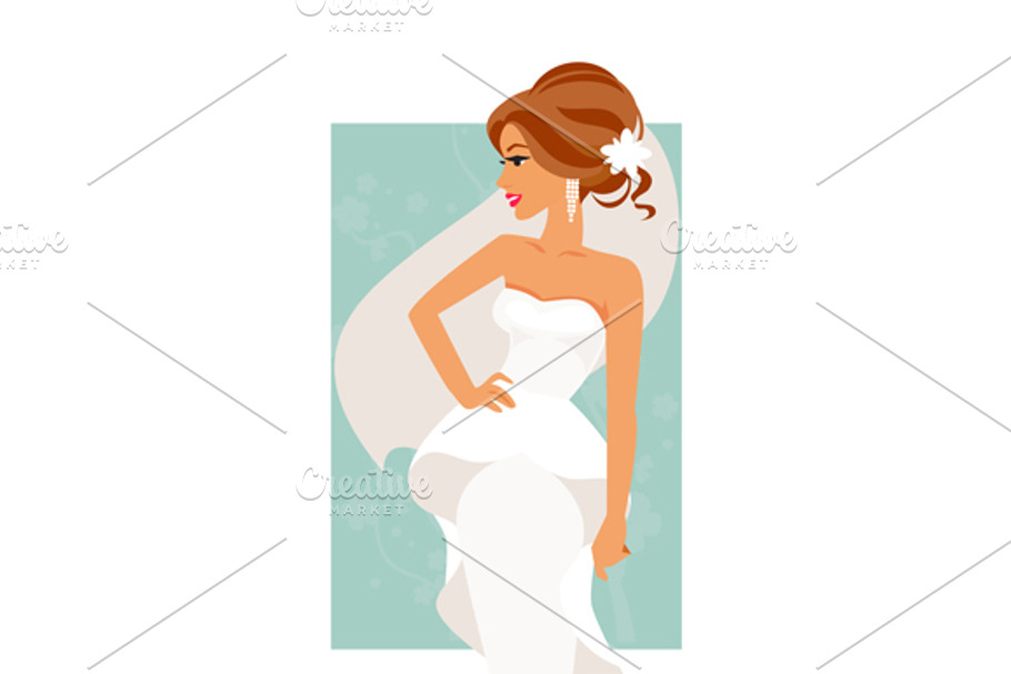Bride in white dress in Illustrations - product preview 8