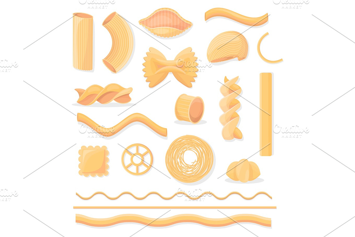 Various Italian Paste Isolated Illustrations Set in Illustrations - product preview 8