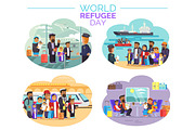 World Refugee Day Poster with People Who Move Away