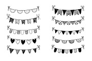 Hand drawn doodle bunting clipart
