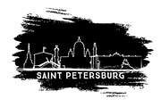 Saint Petersburg Skyline Silhouette.