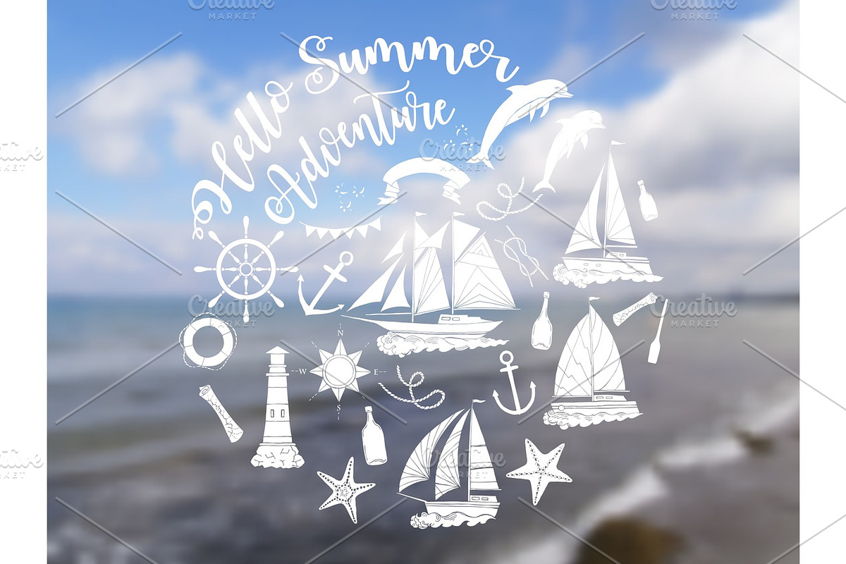 Nautical  sea composition  in Illustrations - product preview 8