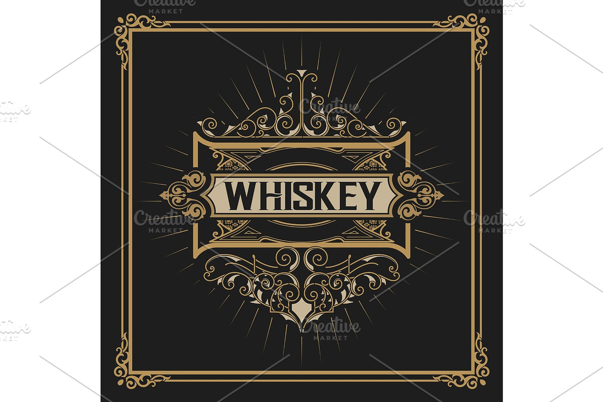 Whiskey card with old frame in Illustrations - product preview 8