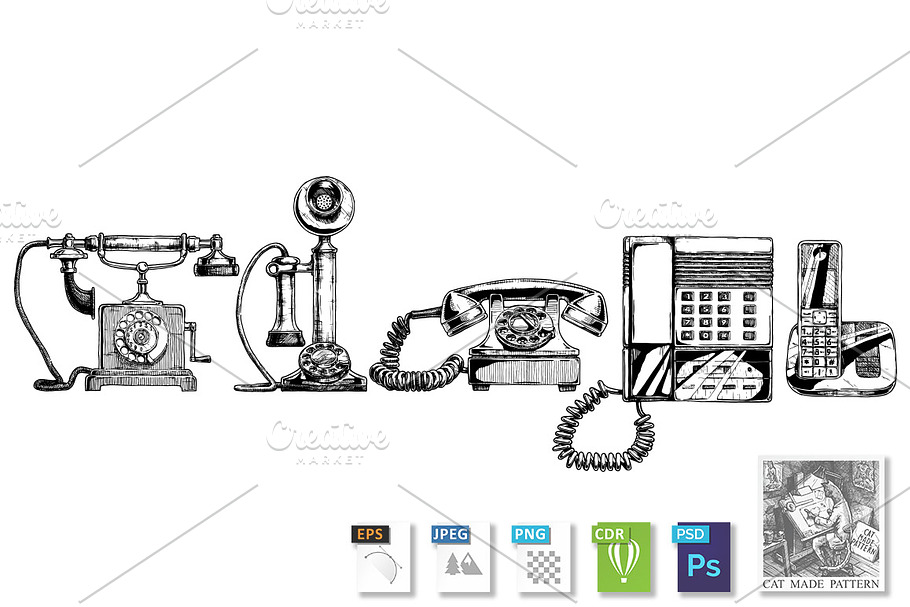 evolution set of telephone in Objects - product preview 8