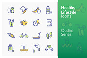 Healthy Lifestyle Outline Icons 