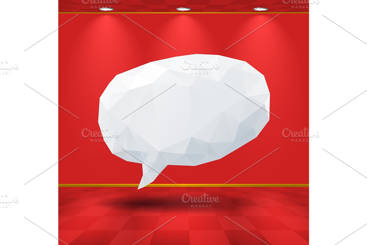 White geometric speech bubble in the room in Illustrations - product preview 8