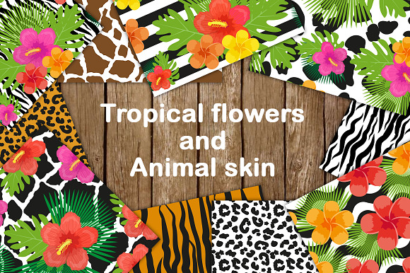 Tropical flowers/animal skin pattern in Patterns - product preview 1