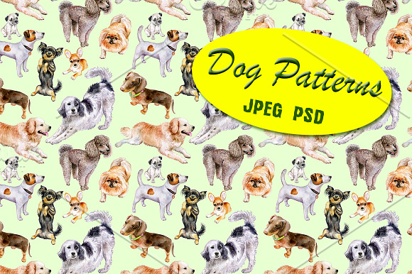 Watercolor. Pattern of dogs in Patterns - product preview 1