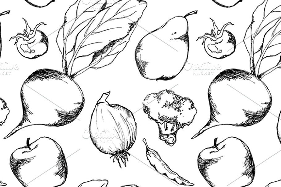 Vegetable fruit seamless pattern in Patterns - product preview 8