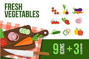 Healthy food. Vegetable icons set