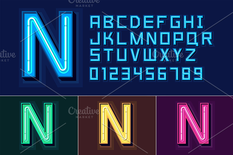 Neon Light Alphabet Font
