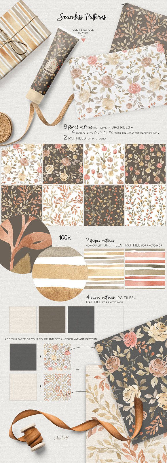 Roses Story. Design Kit Watercolor in Illustrations - product preview 2