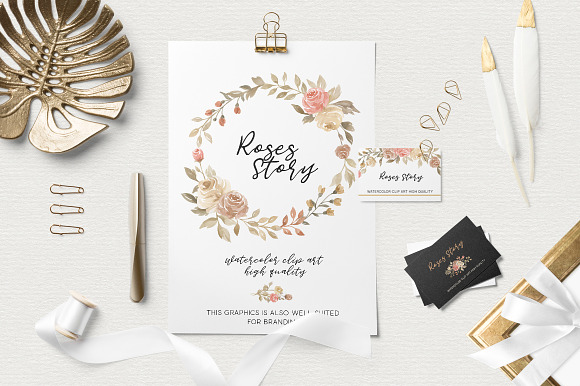 Roses Story. Design Kit Watercolor in Illustrations - product preview 6
