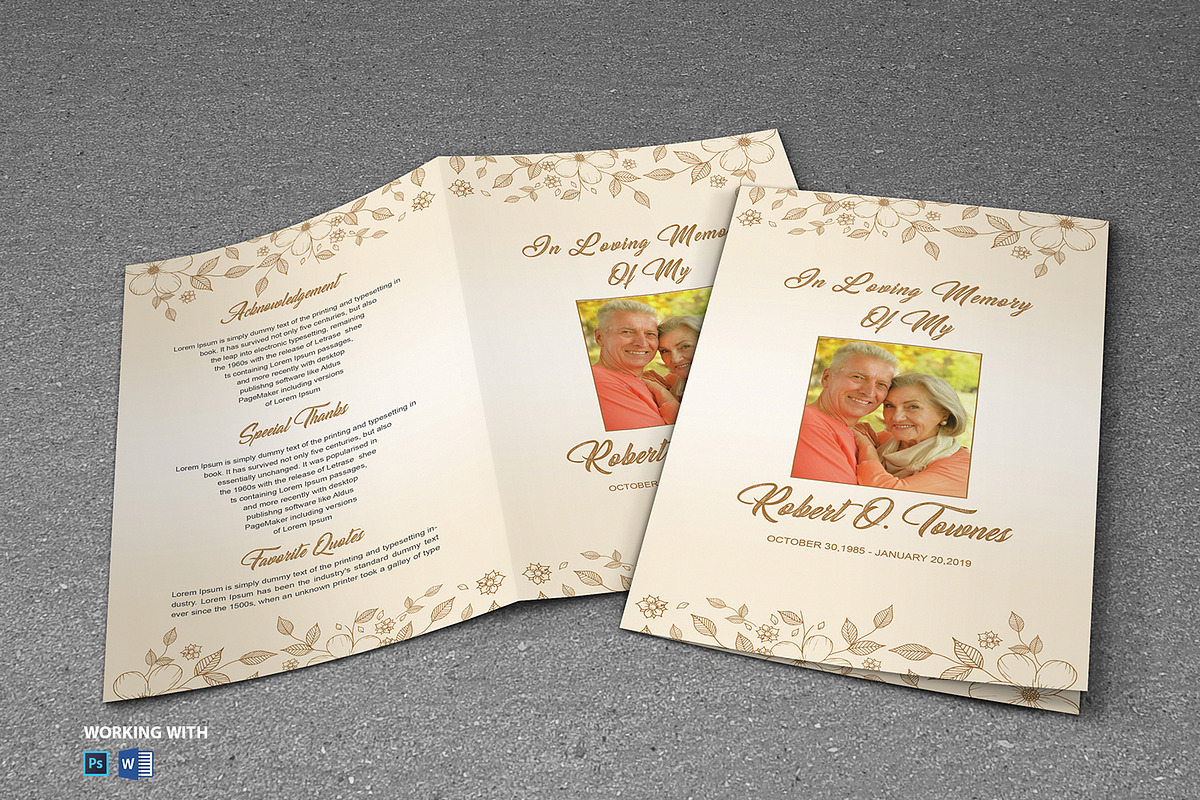 Funeral Program Template - Golden in Brochure Templates - product preview 8