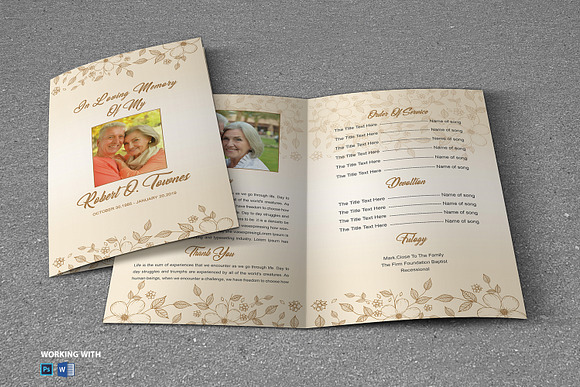 Funeral Program Template - Golden in Brochure Templates - product preview 1