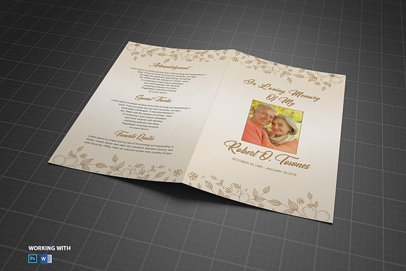 Funeral Program Template - Golden in Brochure Templates - product preview 2