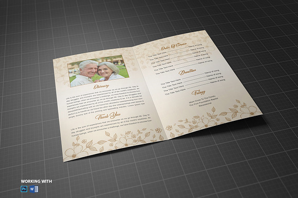 Funeral Program Template - Golden in Brochure Templates - product preview 3
