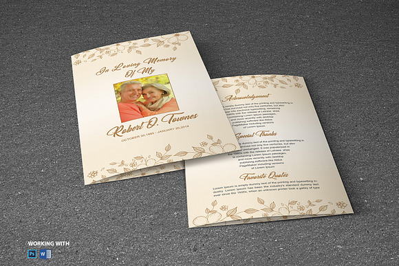 Funeral Program Template - Golden in Brochure Templates - product preview 4