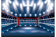 Boxing Ring with Spotlights.