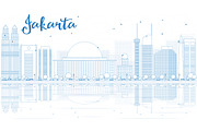 Outline Jakarta skyline