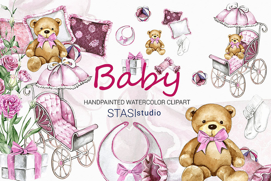 Watercolor Baby Girl Clipart