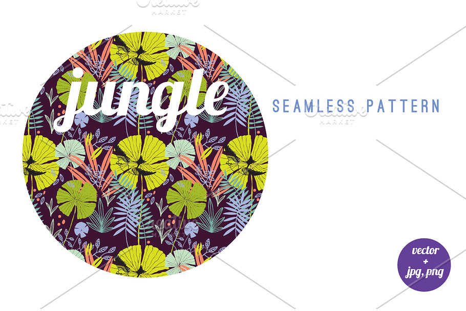 Tropical jungle seamless pattern in Patterns - product preview 8