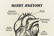 Black and White Heart Anatomy