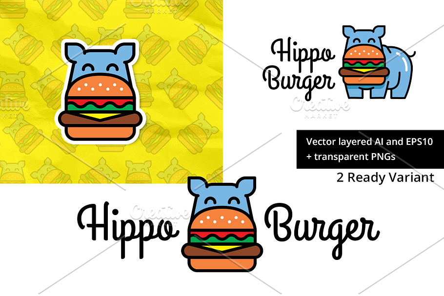 Hippo Burger in Logo Templates - product preview 8