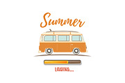 Summer loading. Vintage, retro camper van.