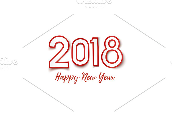 Happy New Year 2018 template for greeting card.