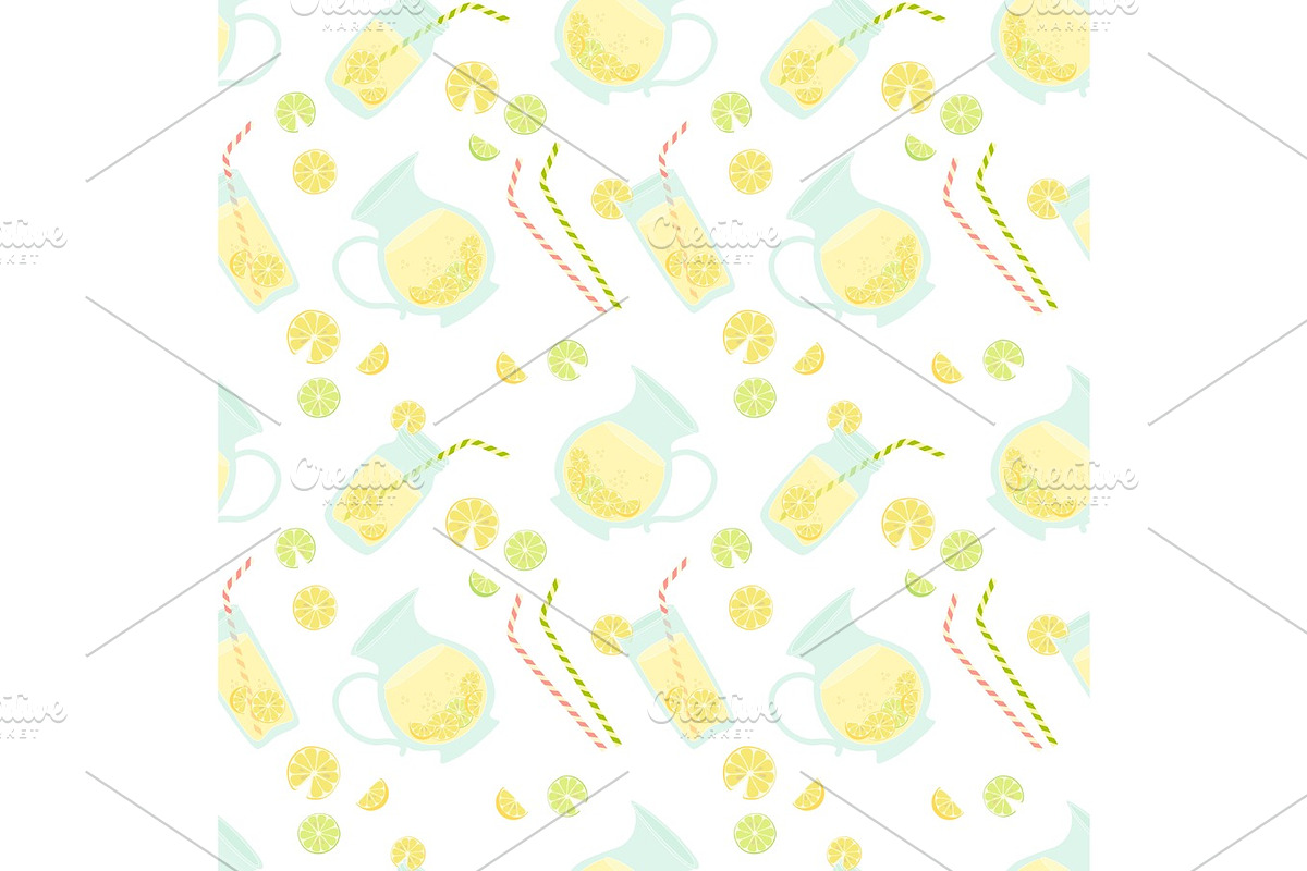 Cute vintage seamless pattern Fresh Lemonade in Illustrations - product preview 8