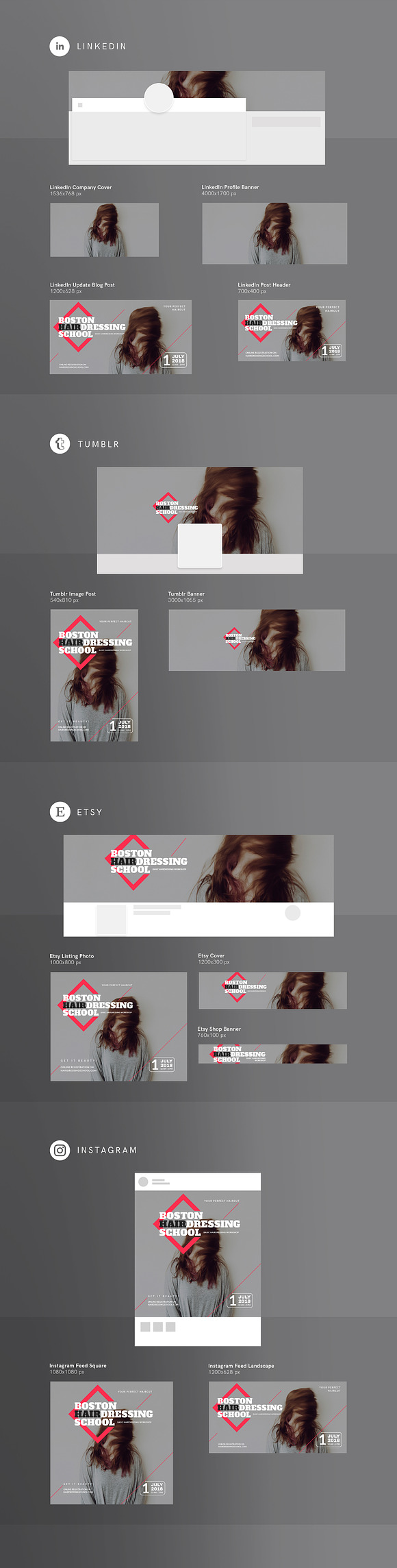 Social Media Pack | Hairdressing in Social Media Templates - product preview 1