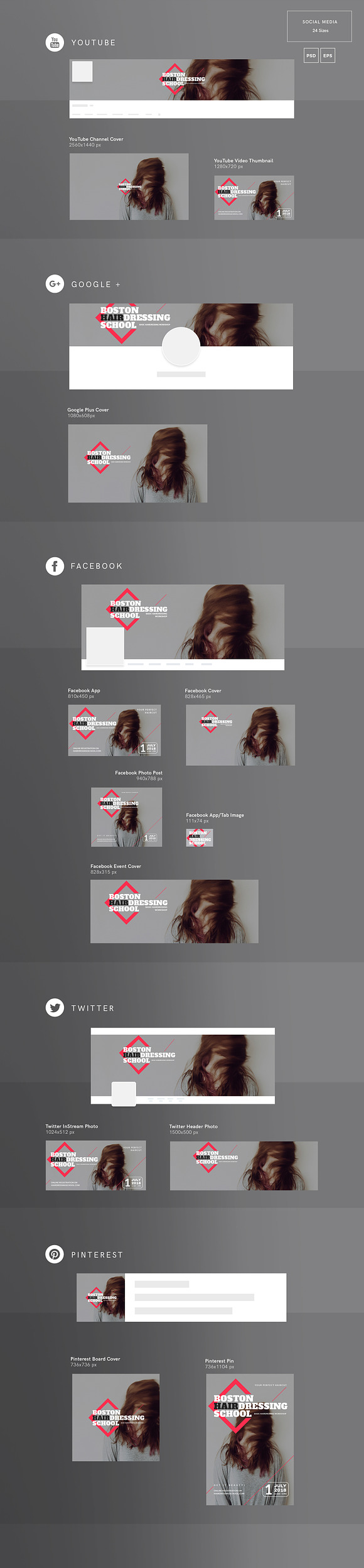 Social Media Pack | Hairdressing in Social Media Templates - product preview 2