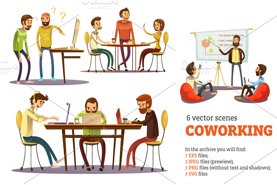 Coworking Cartoon Set in Illustrations - product preview 8