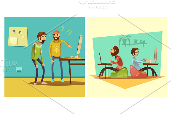 Coworking Cartoon Set in Illustrations - product preview 2