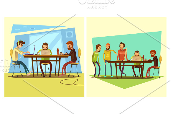 Coworking Cartoon Set in Illustrations - product preview 3