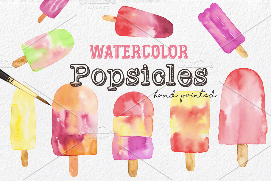Summer Popsicles & Pattern Clip Art in Illustrations - product preview 8