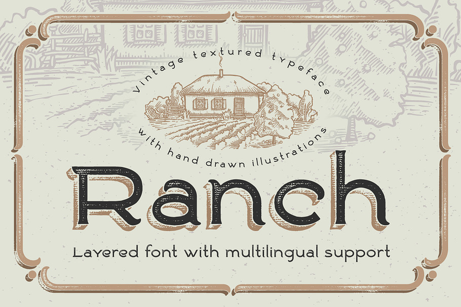 Ranch vintage font & illustrations in Vintage Fonts - product preview 8